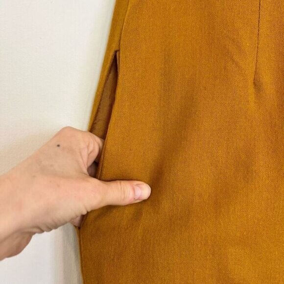 Vintage Denise Petites Women’s 10 100% Pure Wool Pleated Slit Skirt Yellow - Picture 5 of 10